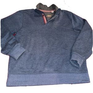 Orvis Blue 1/4 Zip M Sweatshirt Fleece/Shearling Lined Pullover Men Cotton Shirt